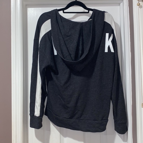 PINK Gray Lace Up Hoodie - MEDIUM - Picture 2 of 5